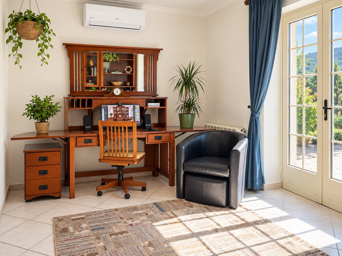Office: desk and mirror