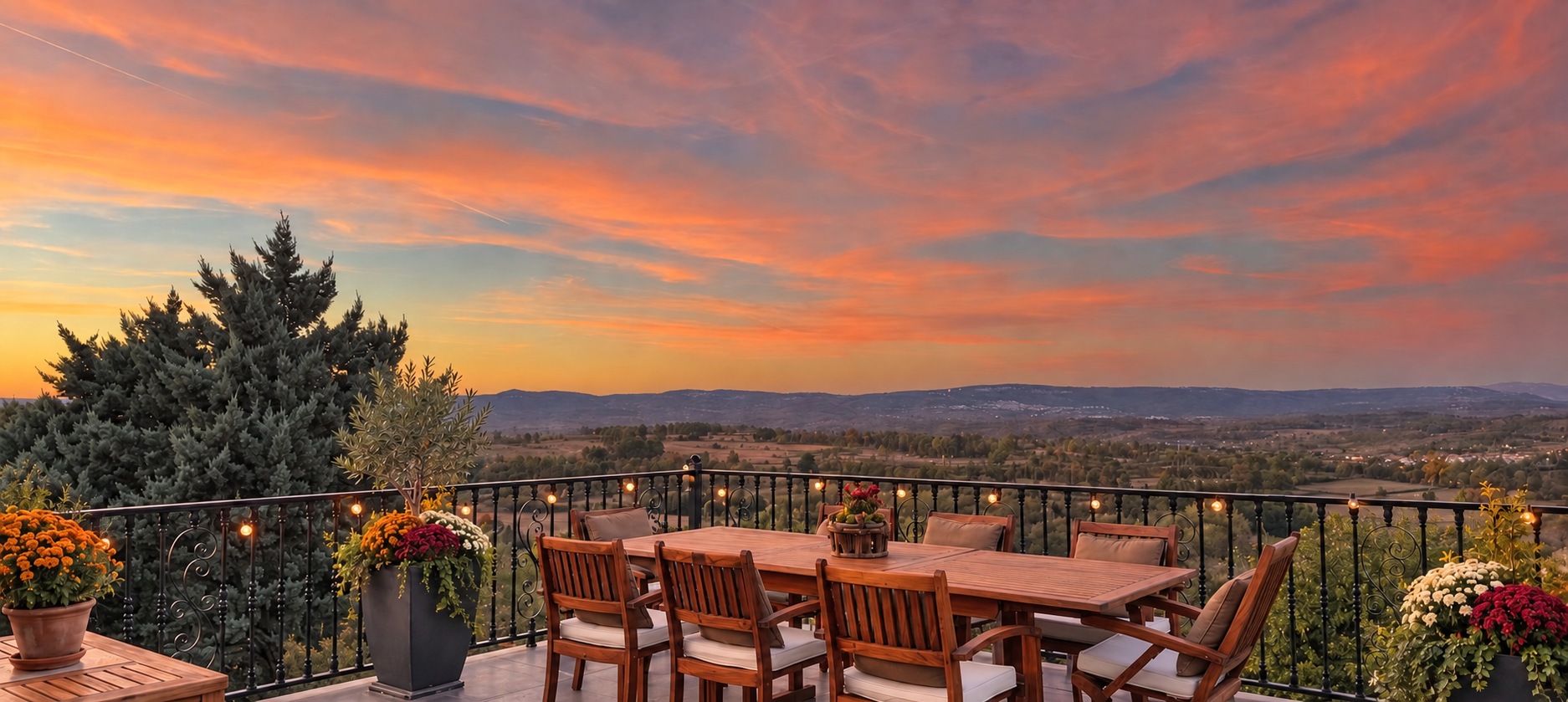 Twilight on the deck overlooking the Mondego Valley